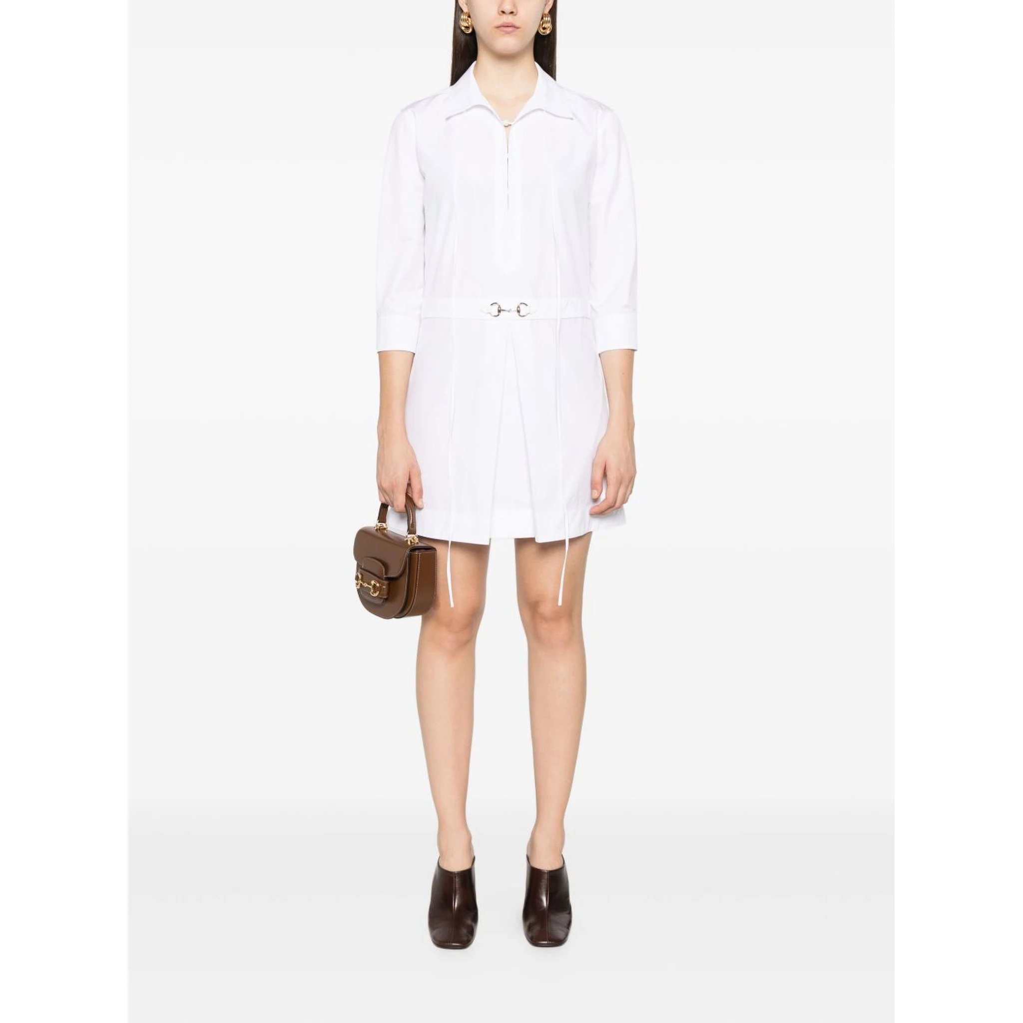 Cotton Poplin Shirt Dress With Embroidery In White