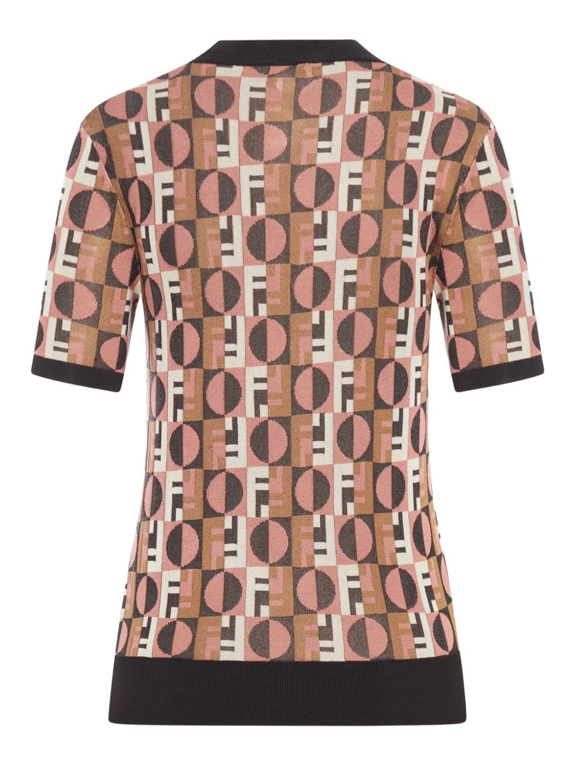 Pink Viscose Jacquard Jumper Women In Multi