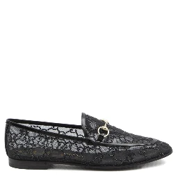 Almond Toe Mesh Loafers Embellished With Crystals In Black
