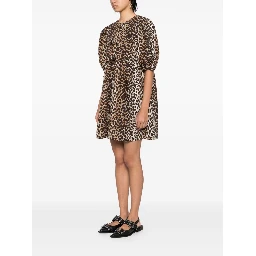 leopard printed cotton mini dress