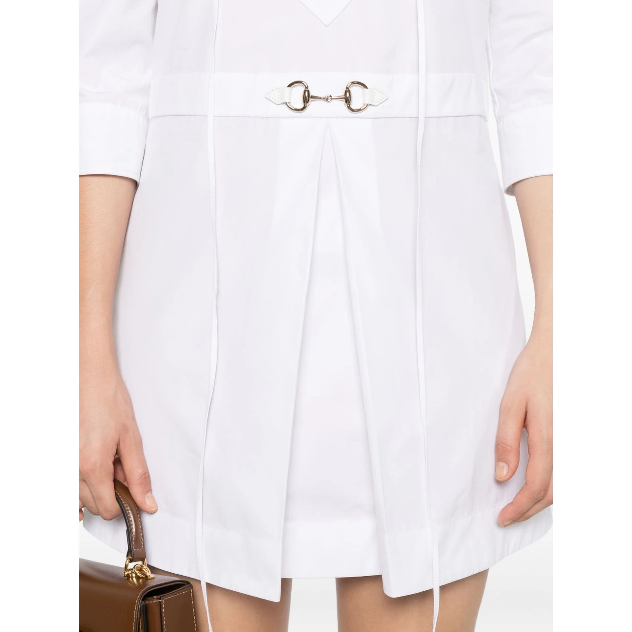 Cotton Poplin Shirt Dress With Embroidery In White
