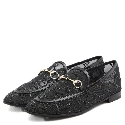 Almond Toe Mesh Loafers Embellished With Crystals In Black