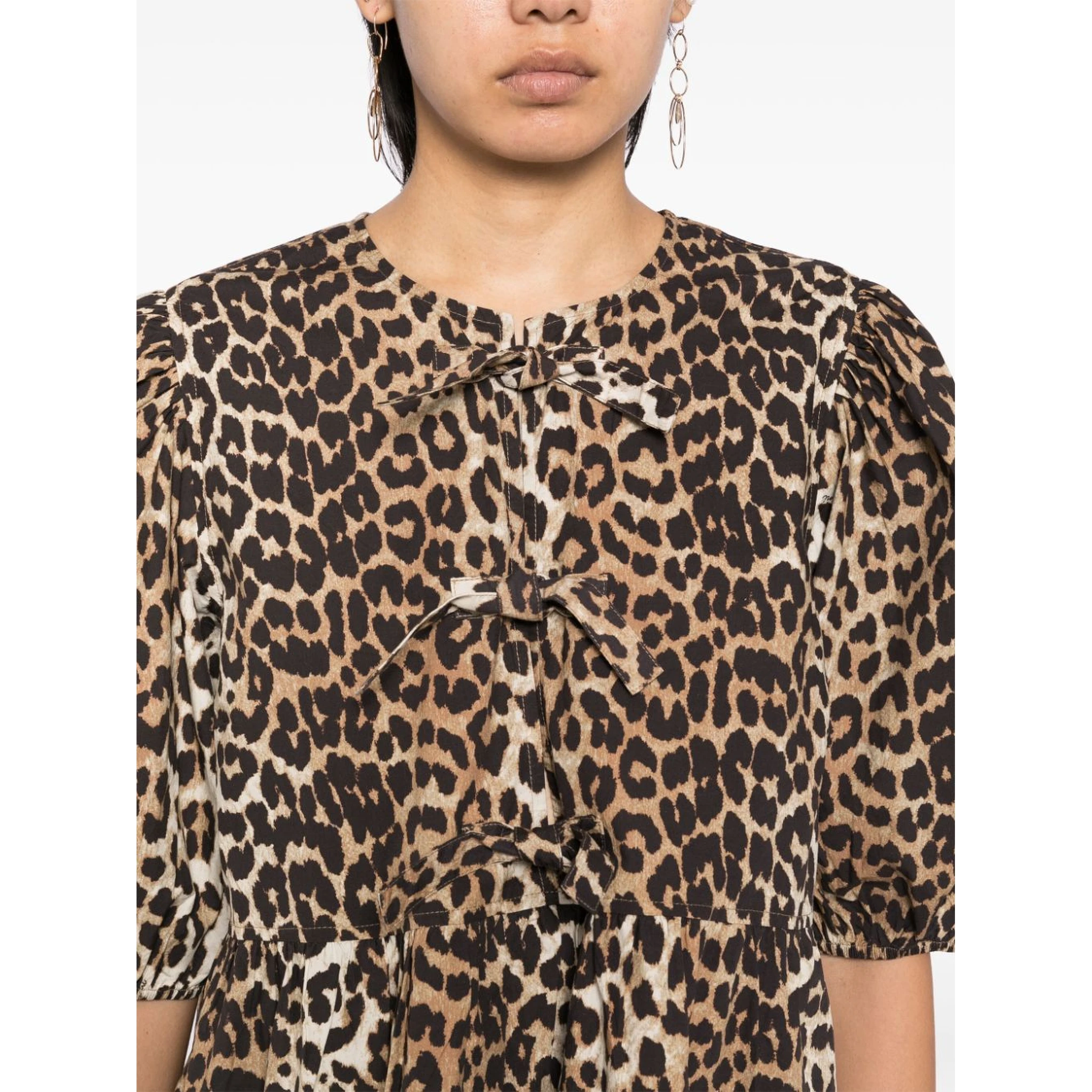 leopard printed cotton mini dress