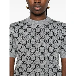 Reversible GG wool jacquard top