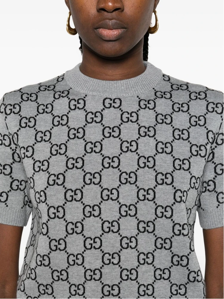 Reversible GG wool jacquard top alternative