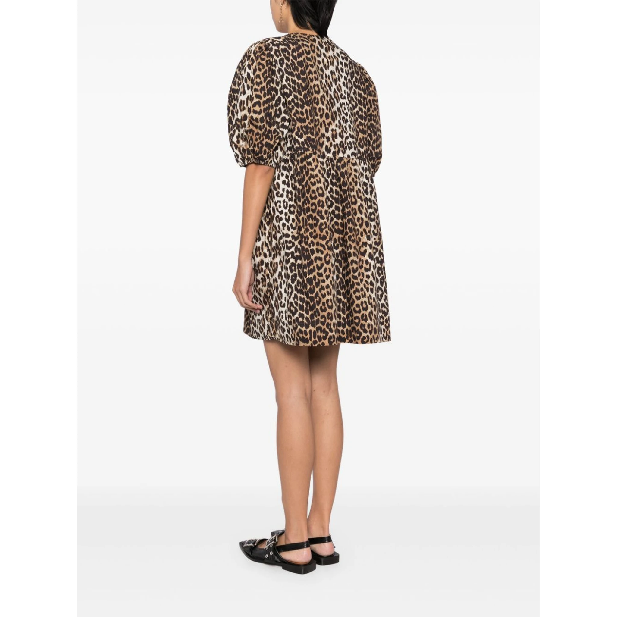 leopard printed cotton mini dress