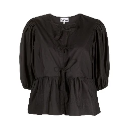 puff-sleeved peplum blouse