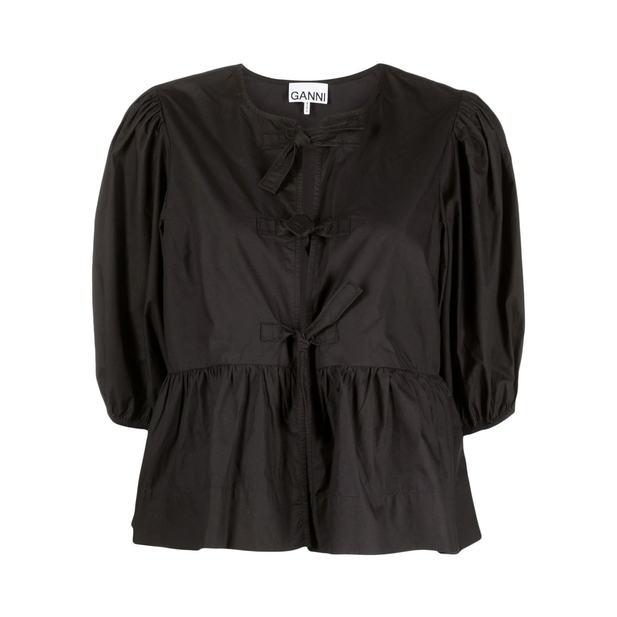 puff-sleeved peplum blouse