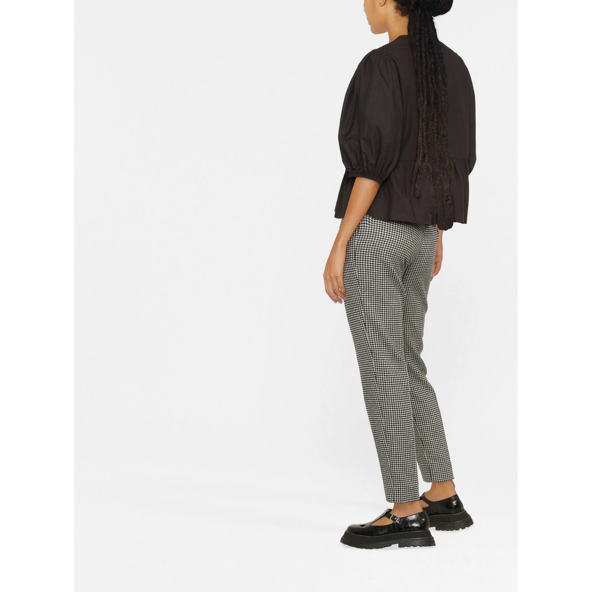 puff-sleeved peplum blouse