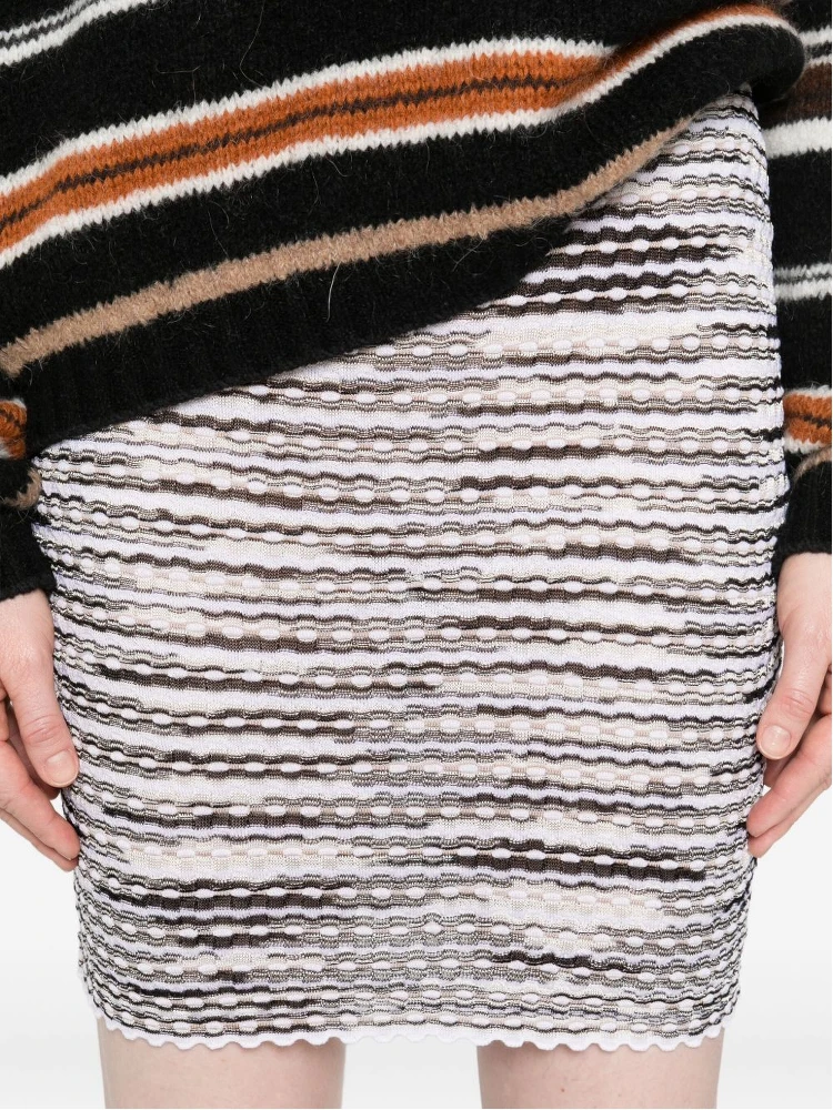 MISSONI Striped Knit Skirt Elastic Waistband In White alternative