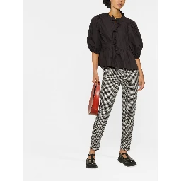 puff-sleeved peplum blouse