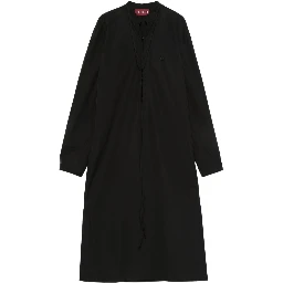 Cotton Poplin Dress with Belt in Black