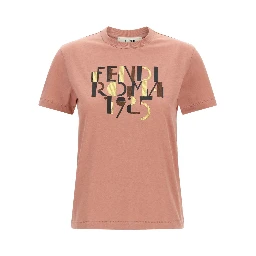 Fendi Pink Cotton T-Shirt with Logo Print