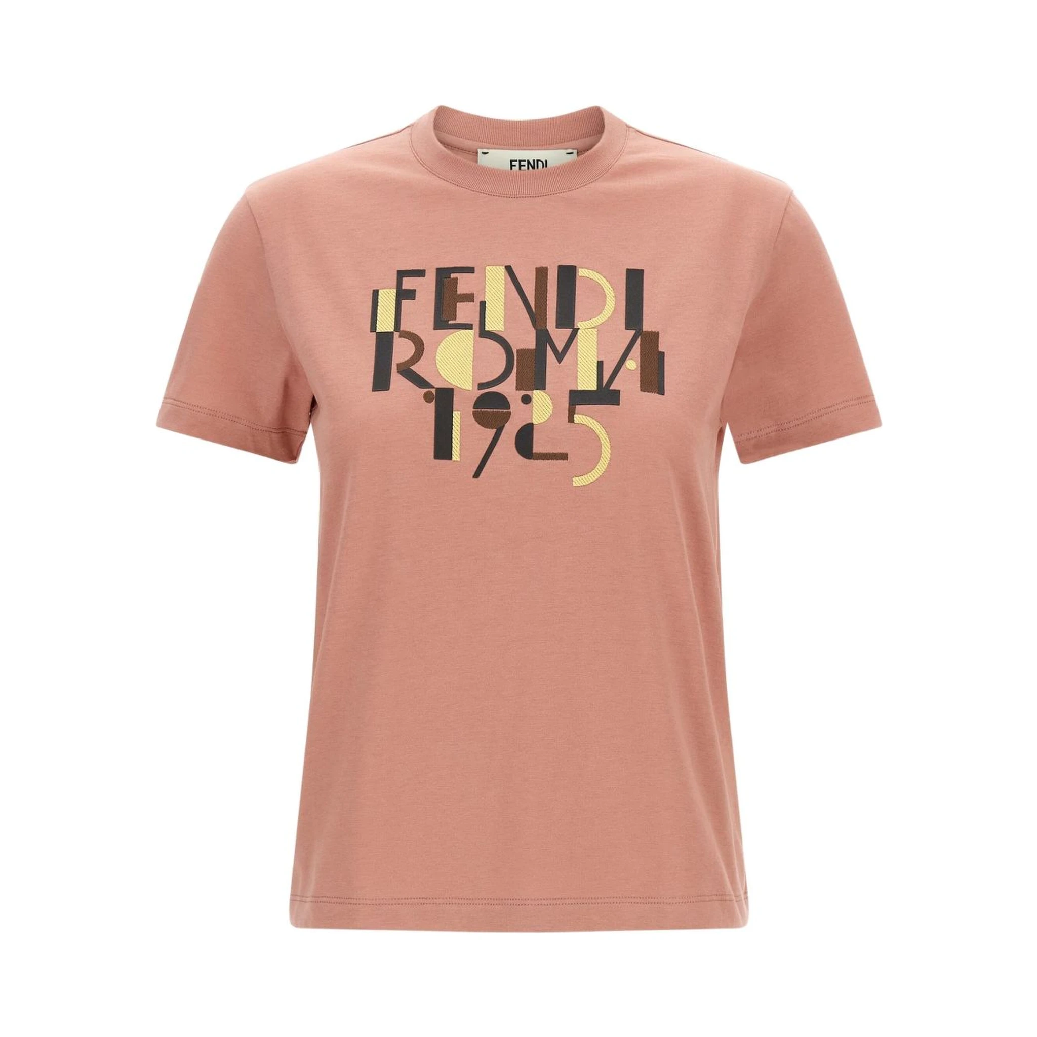 Fendi Pink Cotton T-Shirt with Logo Print