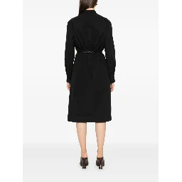 Cotton Poplin Dress with Belt in Black