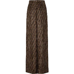 Ff Silk Twill Wide Leg Trousers In Brown