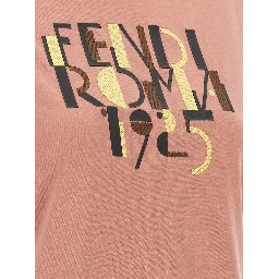 Fendi Pink Cotton T-Shirt with Logo Print