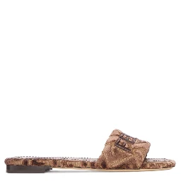 Sunshine logo-embroidered velvet flat sandals