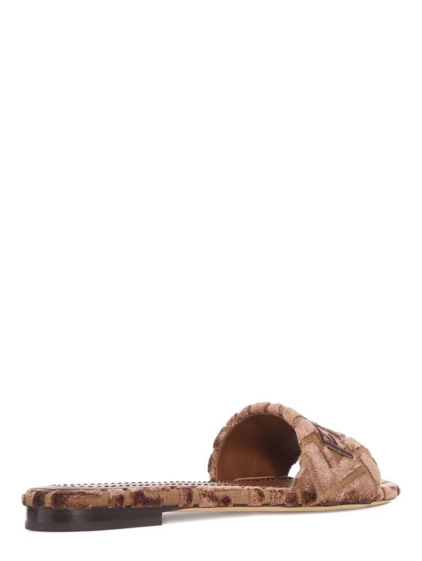 Sunshine logo-embroidered velvet flat sandals