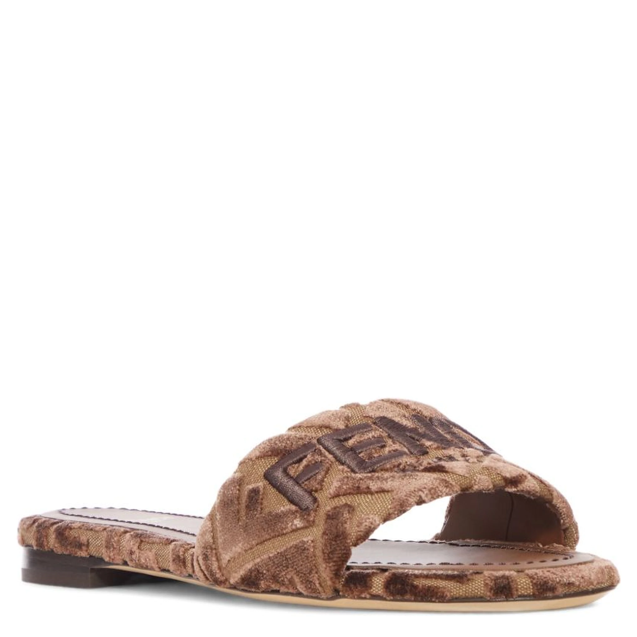 Sunshine logo-embroidered velvet flat sandals