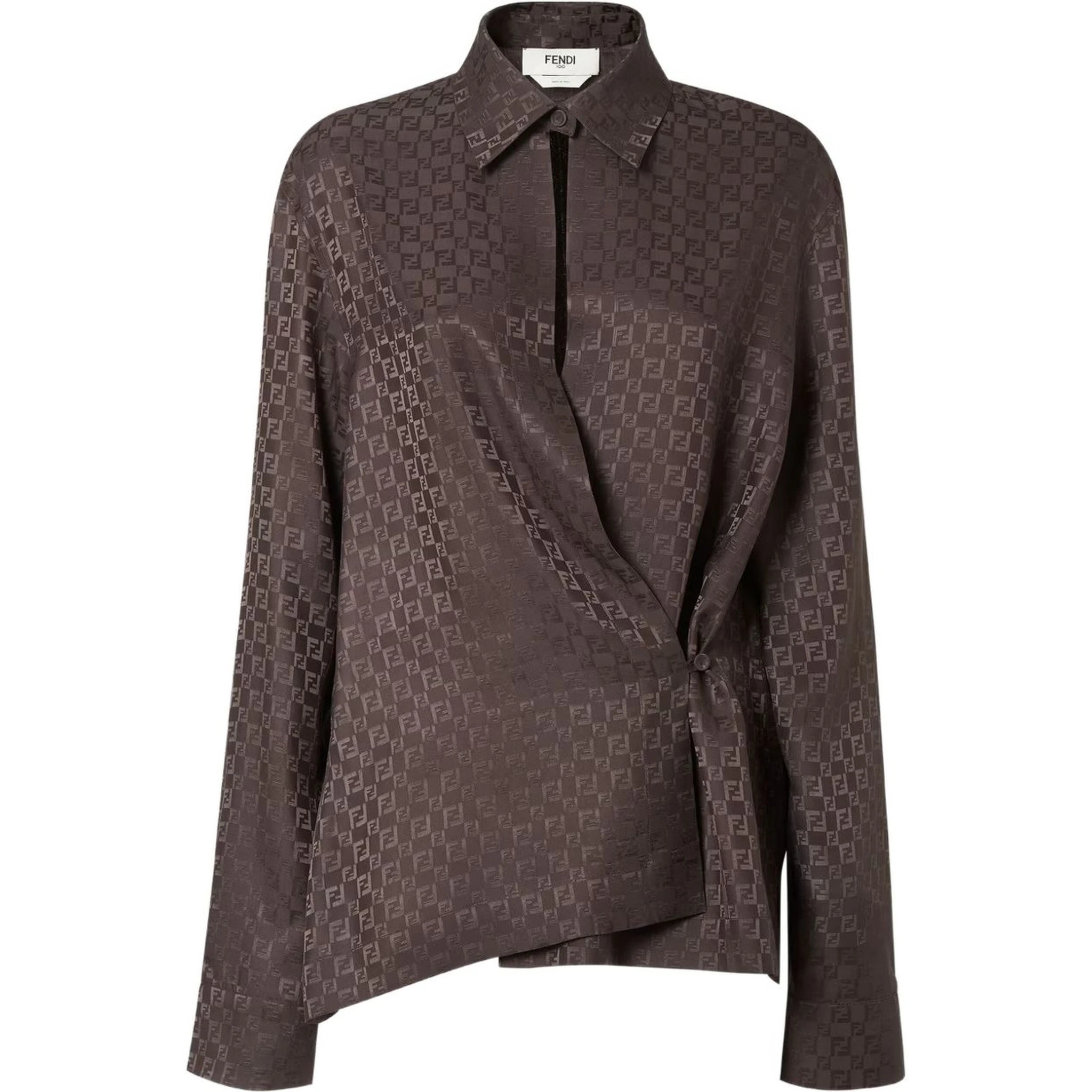 Brown silk FF jacquard shirt
