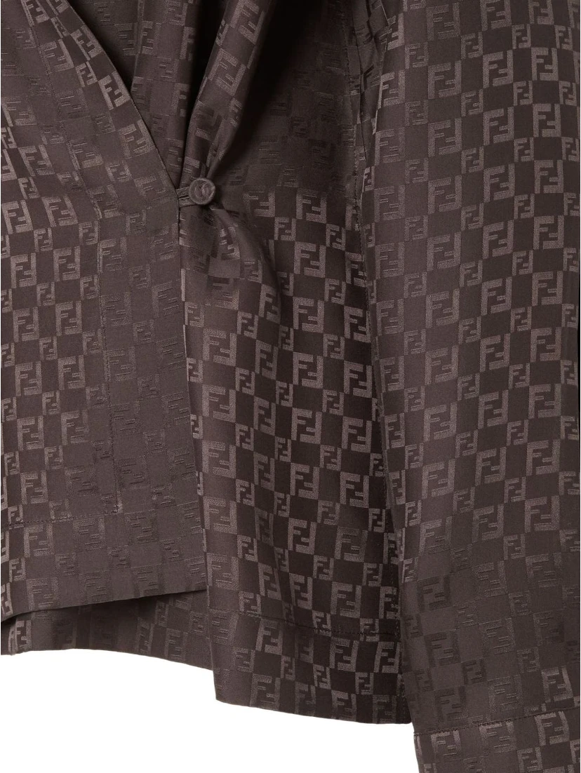 Brown silk FF jacquard shirt