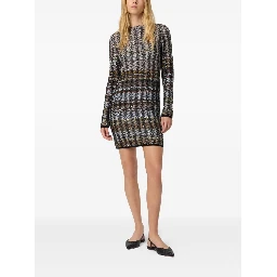 Embellished Houndstooth Mini Dress