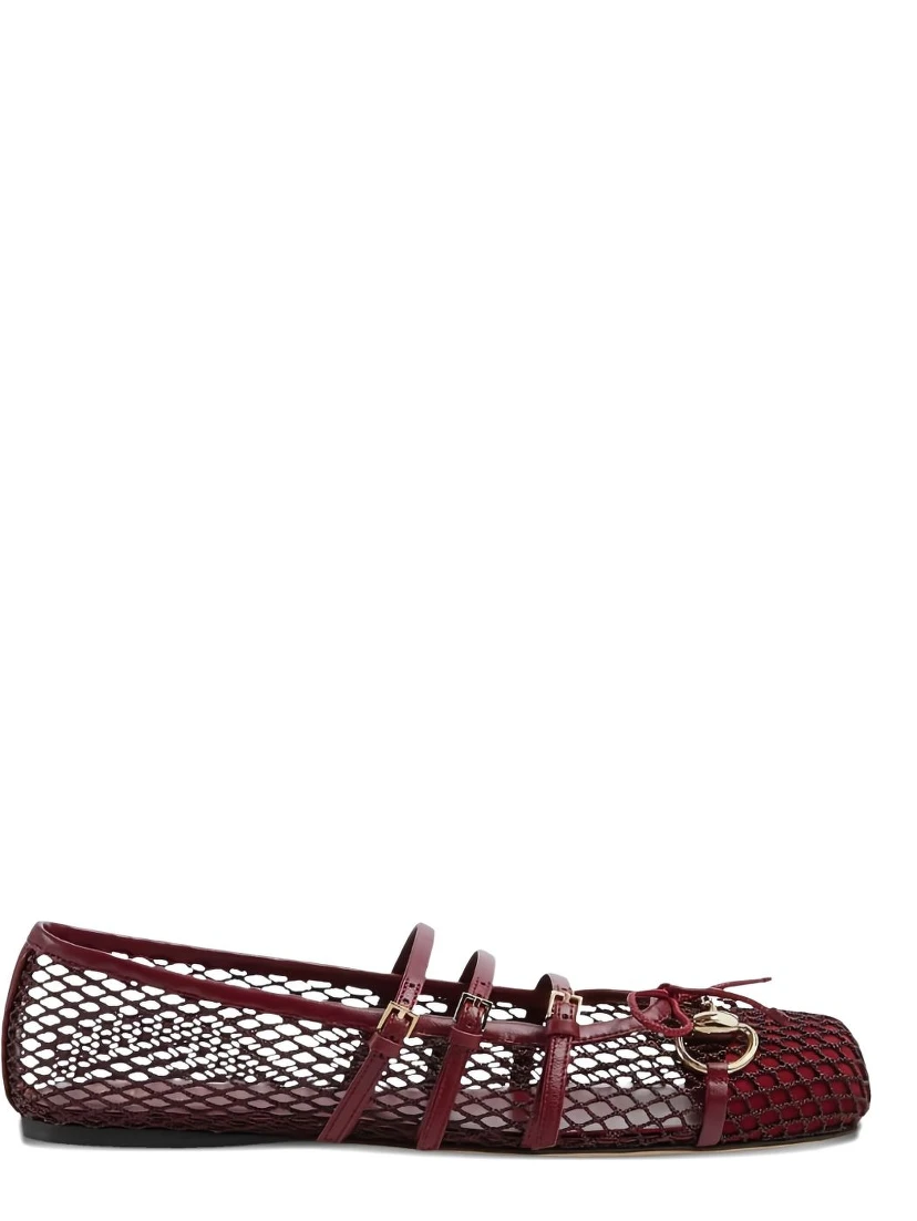 mesh-panel buckle ballet flats