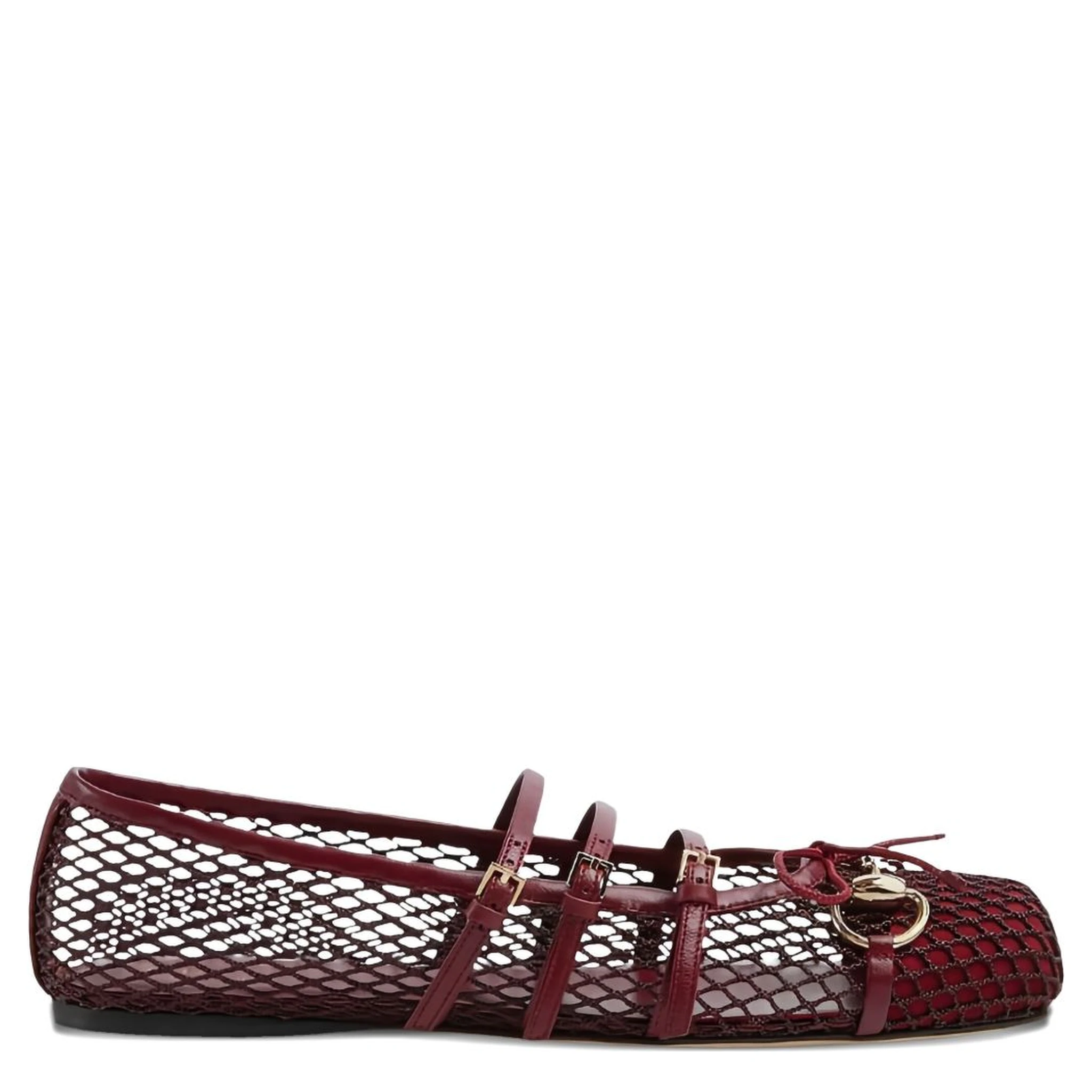 mesh-panel buckle ballet flats