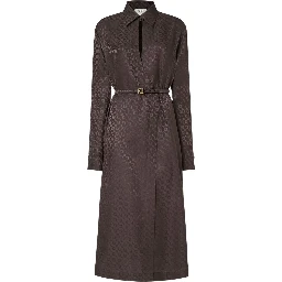 Ff Jacquard Silk Midi Shirt Dress In Multi