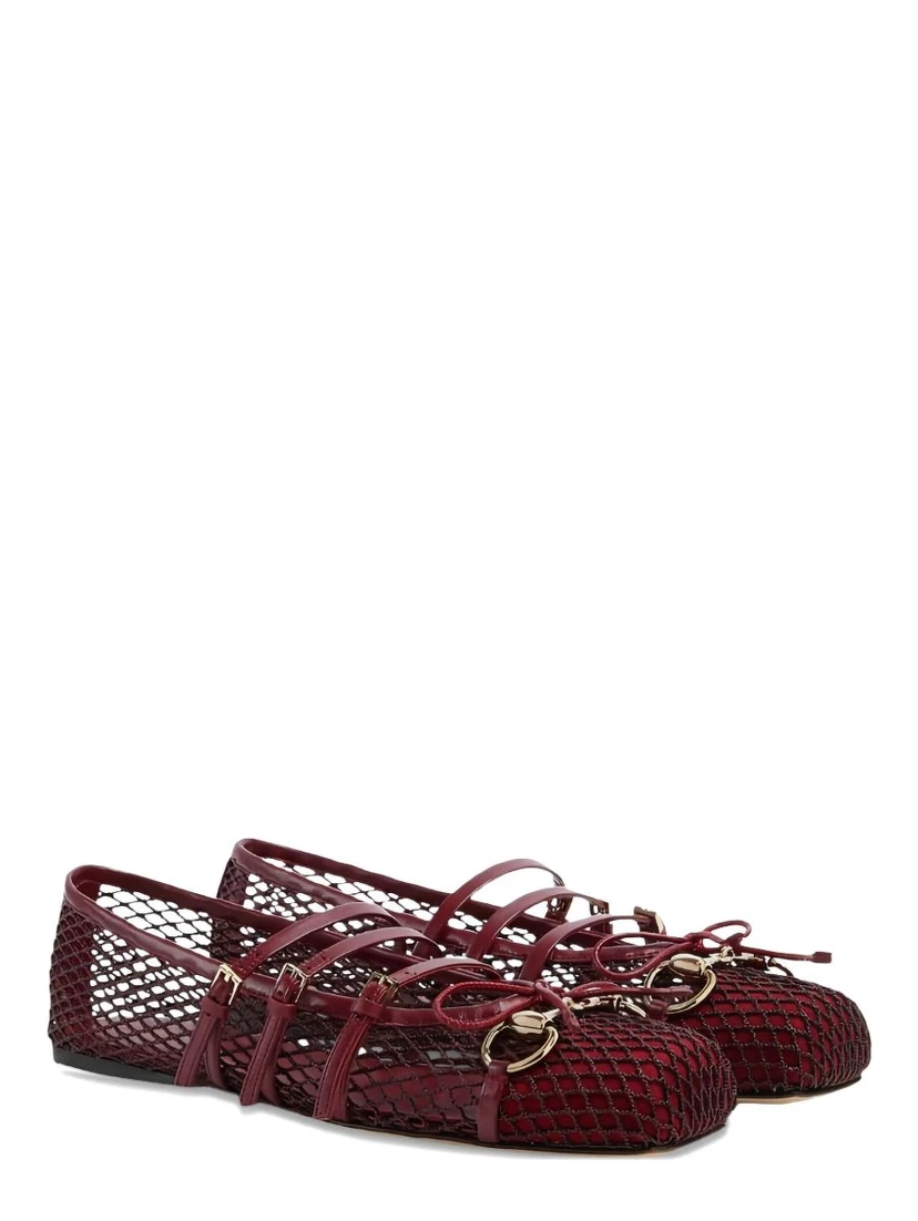 mesh-panel buckle ballet flats