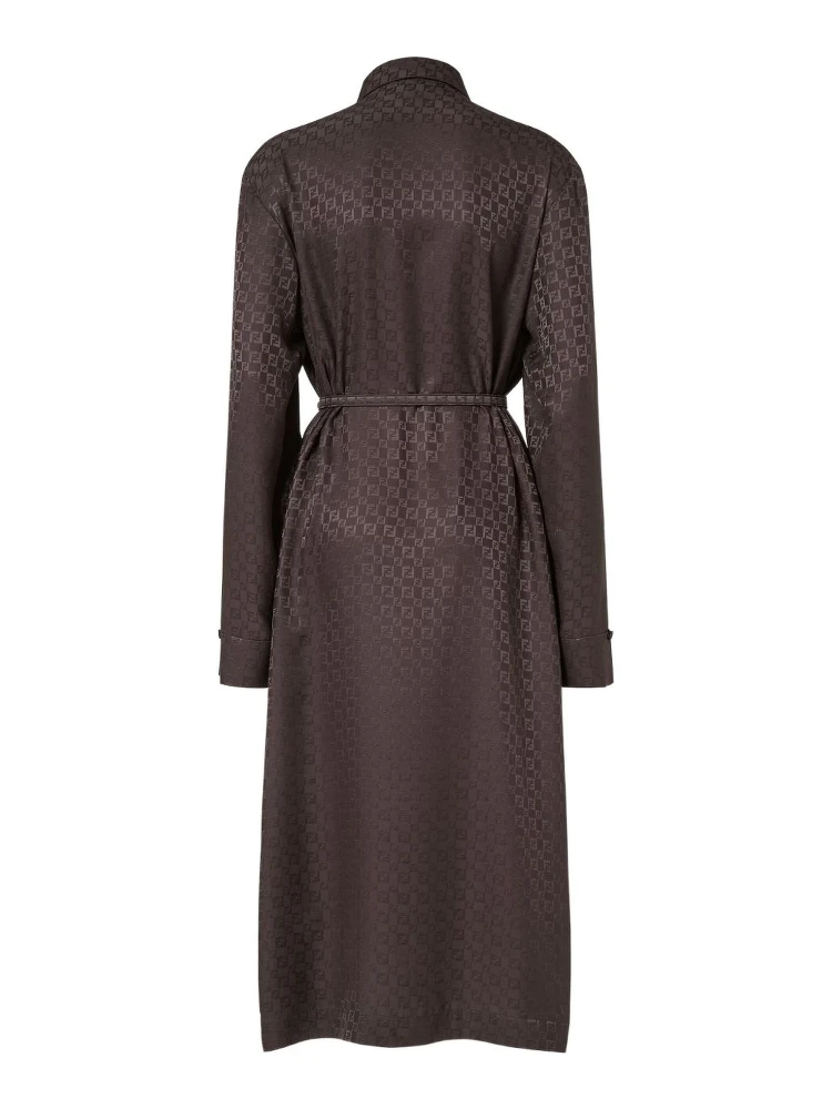 Ff Jacquard Silk Midi Shirt Dress In Multi alternative