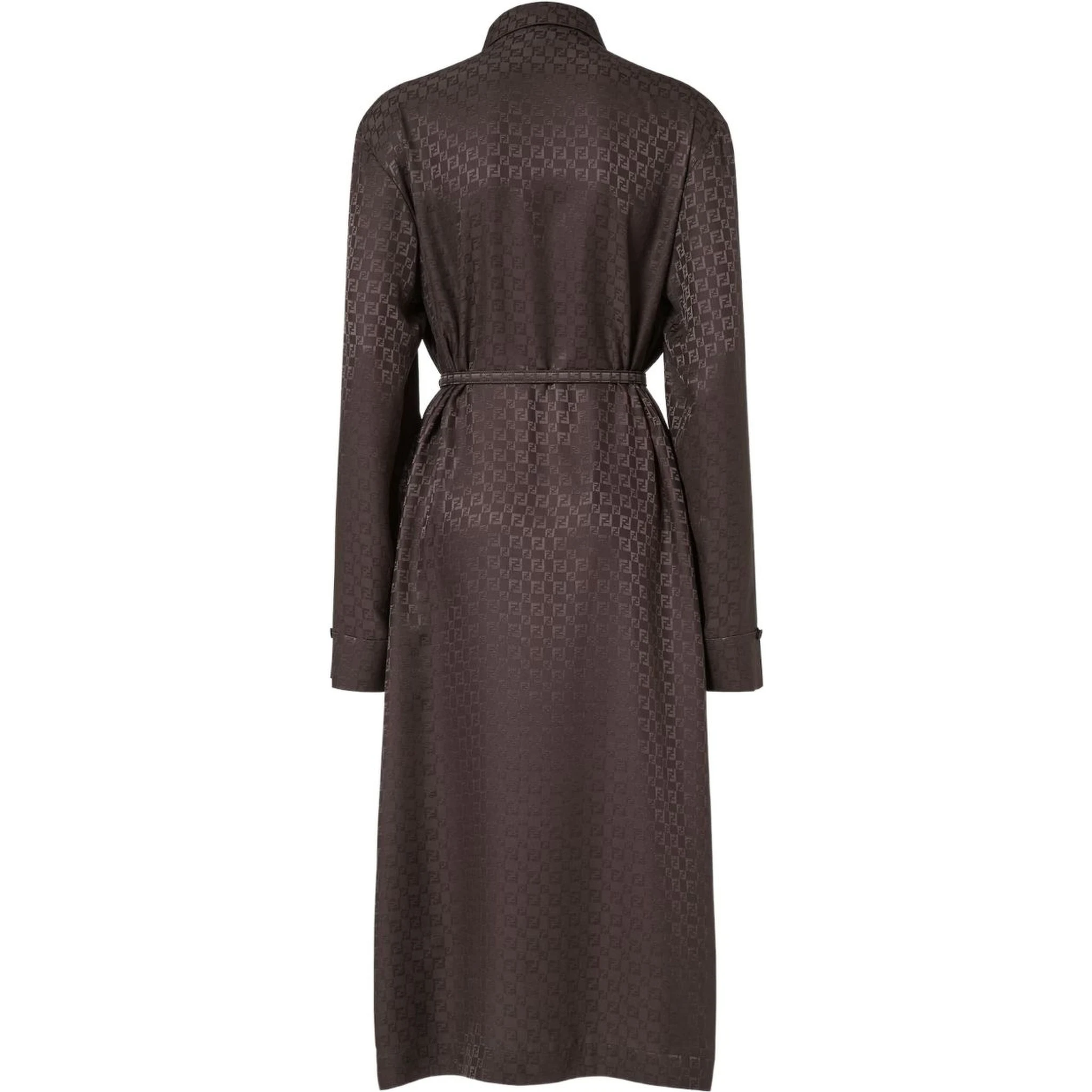 Ff Jacquard Silk Midi Shirt Dress In Multi