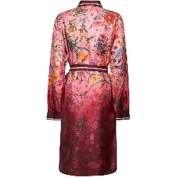 floral-print belted shirt dress