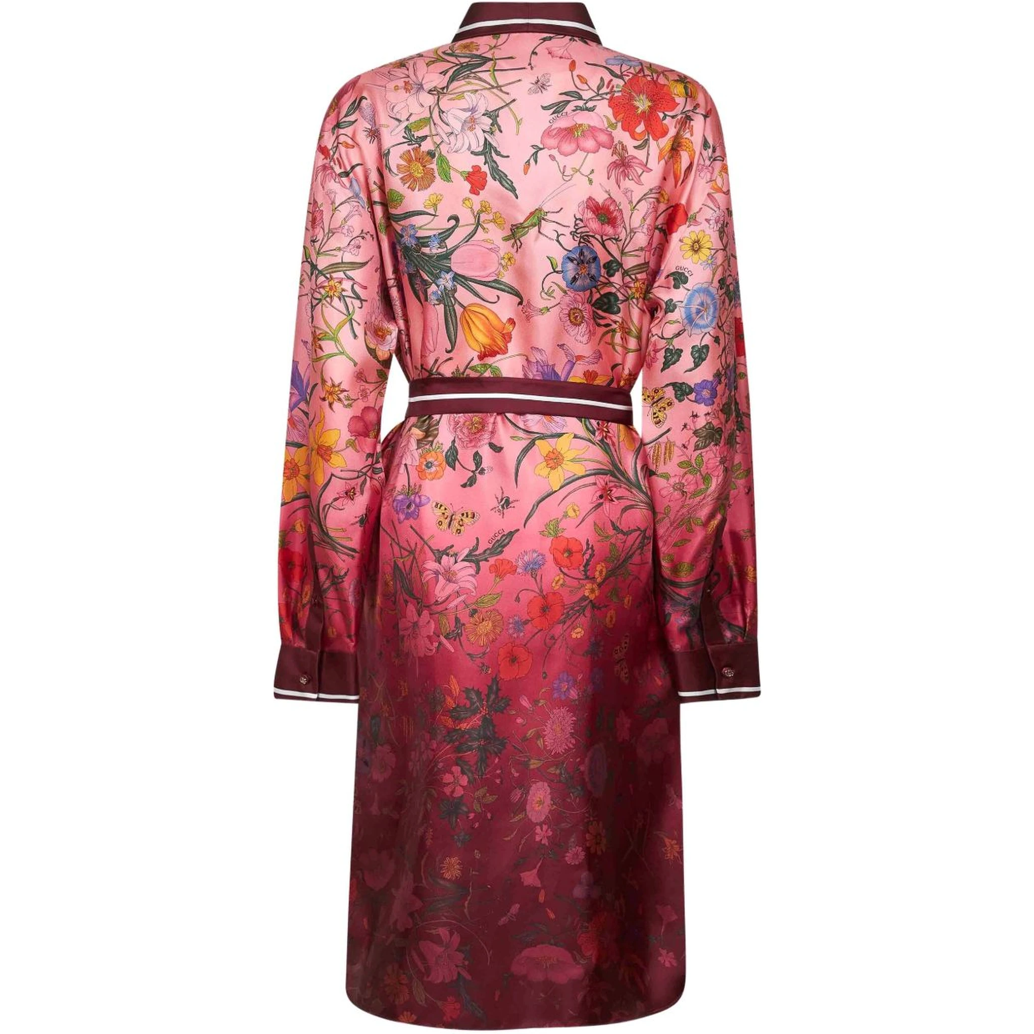 floral-print belted shirt dress