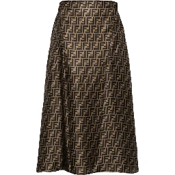 Fendi Ff Twill High-waisted Skirt In Brown