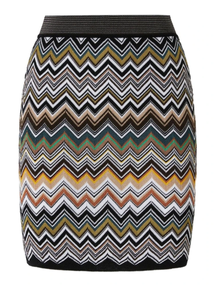 Mini Skirt With Chevron Pattern In Multi