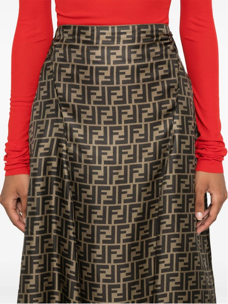 Fendi Ff Twill High-waisted Skirt In Brown alternative