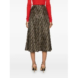 Fendi Ff Twill High-waisted Skirt In Brown