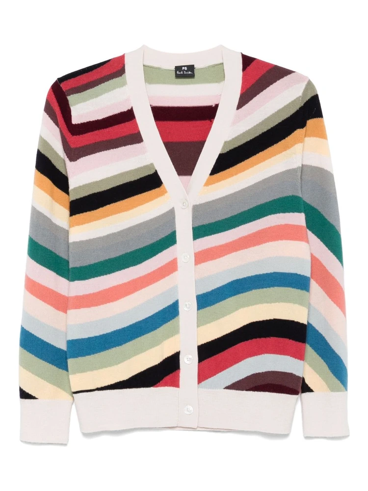 Ps Paul Smith Striped Wool Cardigan In Multi