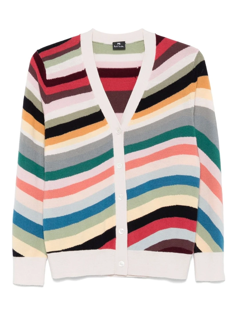 Ps Paul Smith Striped Wool Cardigan In Multi