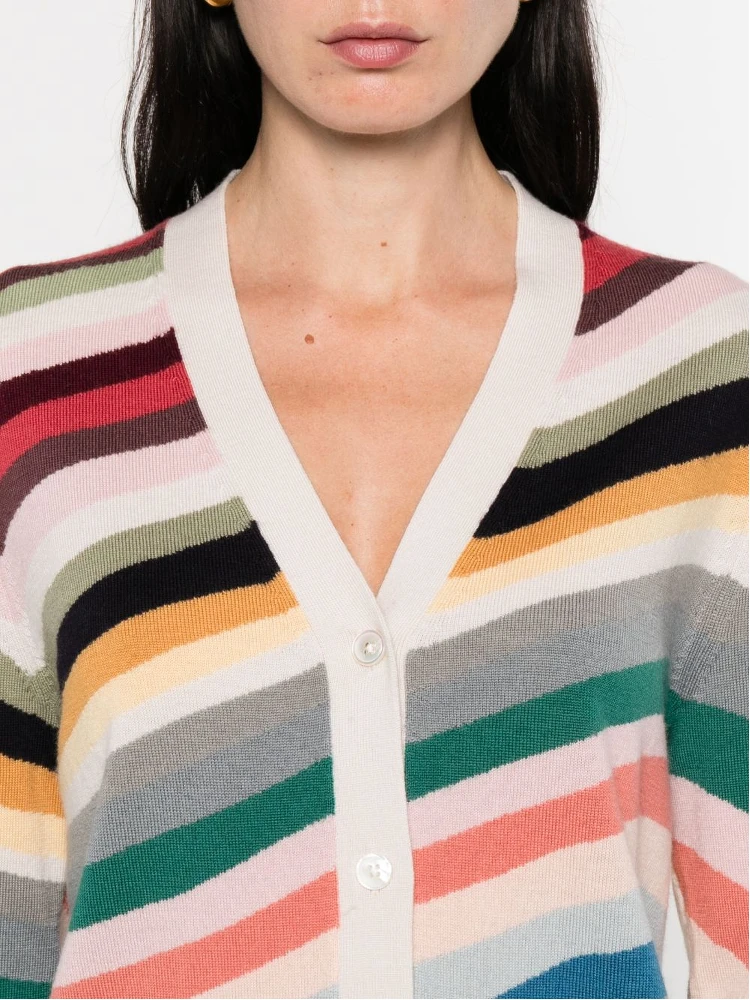 Ps Paul Smith Striped Wool Cardigan In Multi alternative