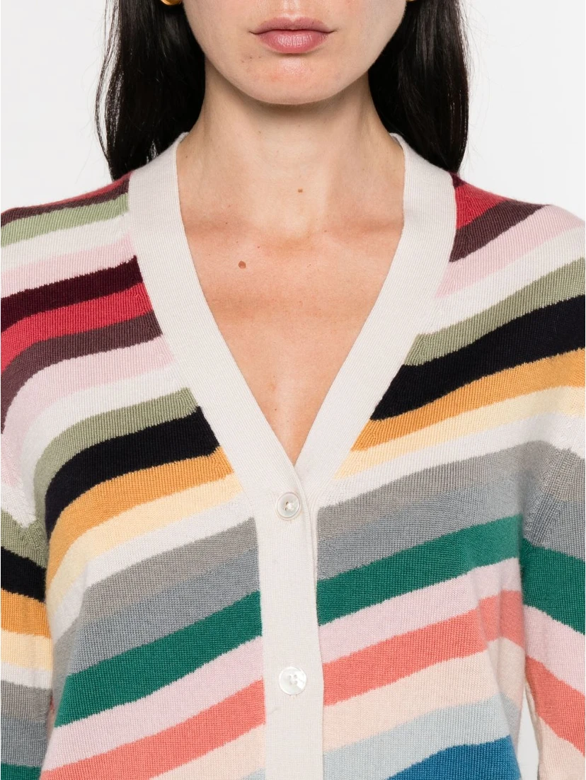 Ps Paul Smith Striped Wool Cardigan In Multi
