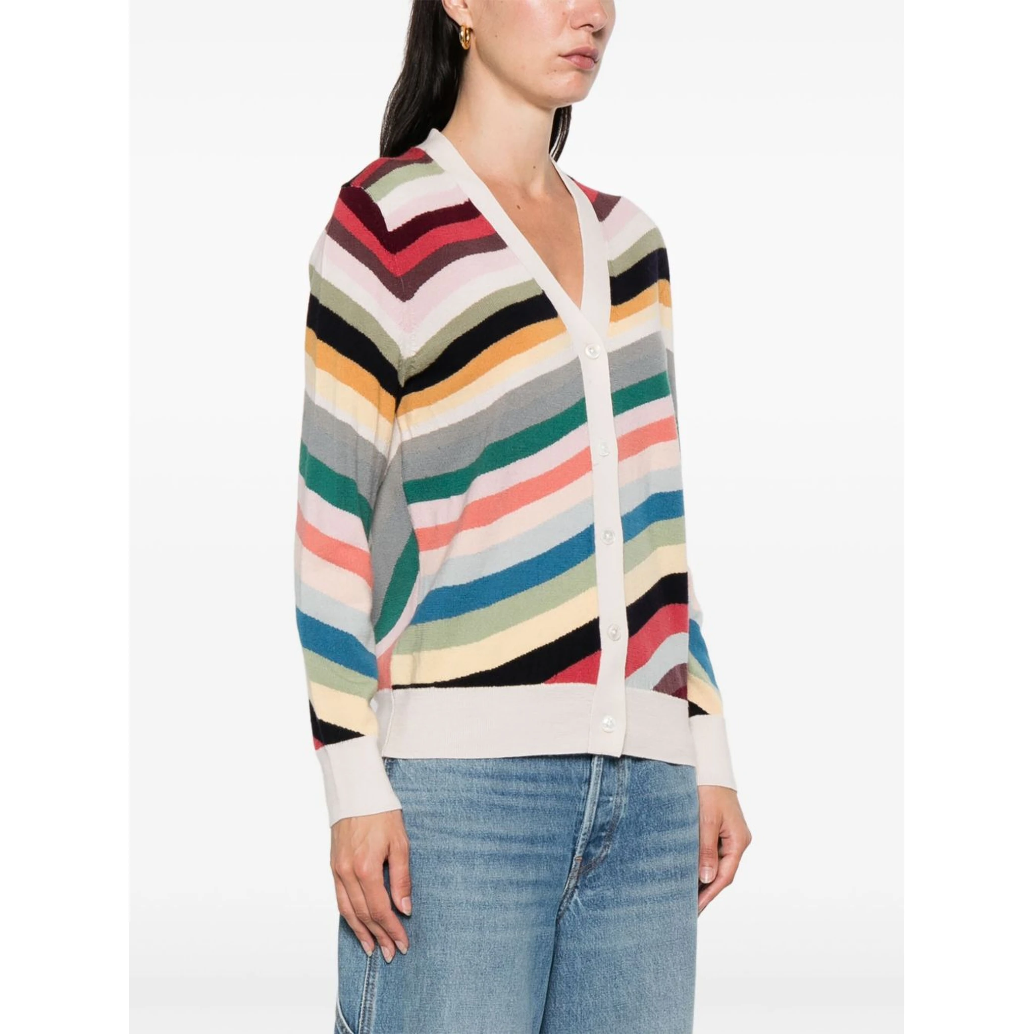 Ps Paul Smith Striped Wool Cardigan In Multi