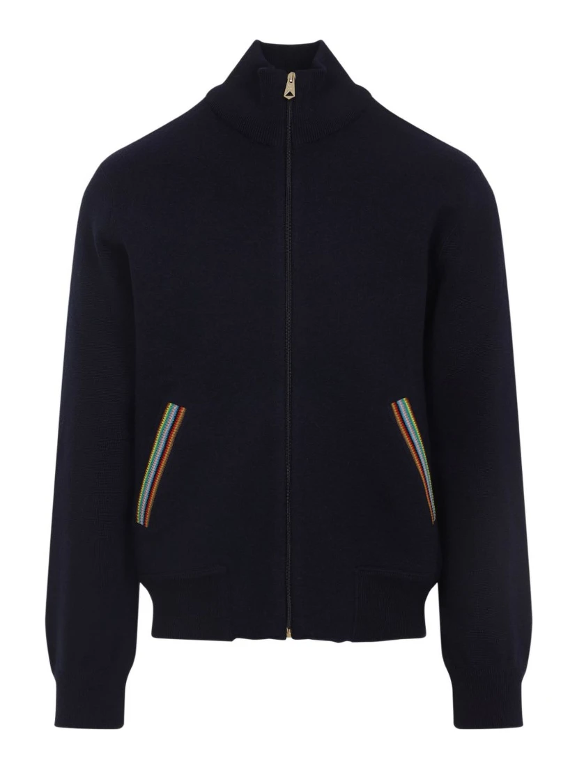 zip-up striped jacket