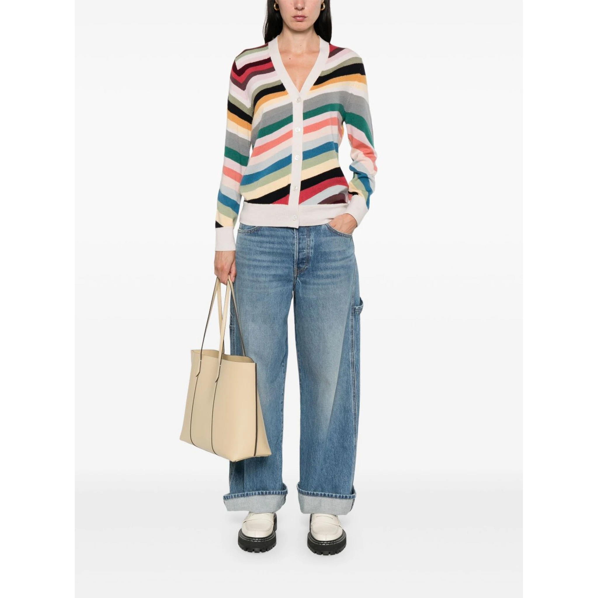 Ps Paul Smith Striped Wool Cardigan In Multi