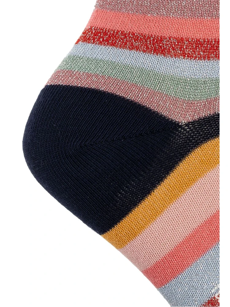3 Pairs Of Ankle Length Striped Socks In Multi alternative