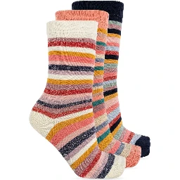 3 Pairs Of Ankle Length Striped Socks In Multi