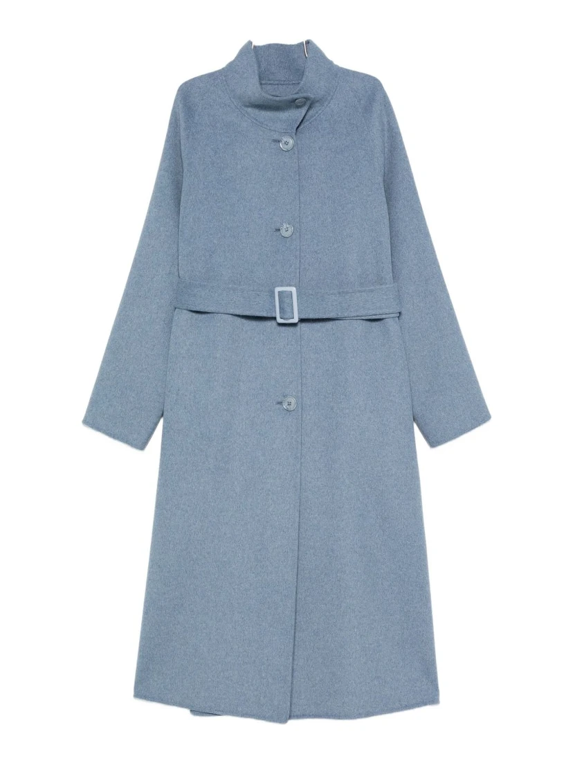belted stand-collar coat