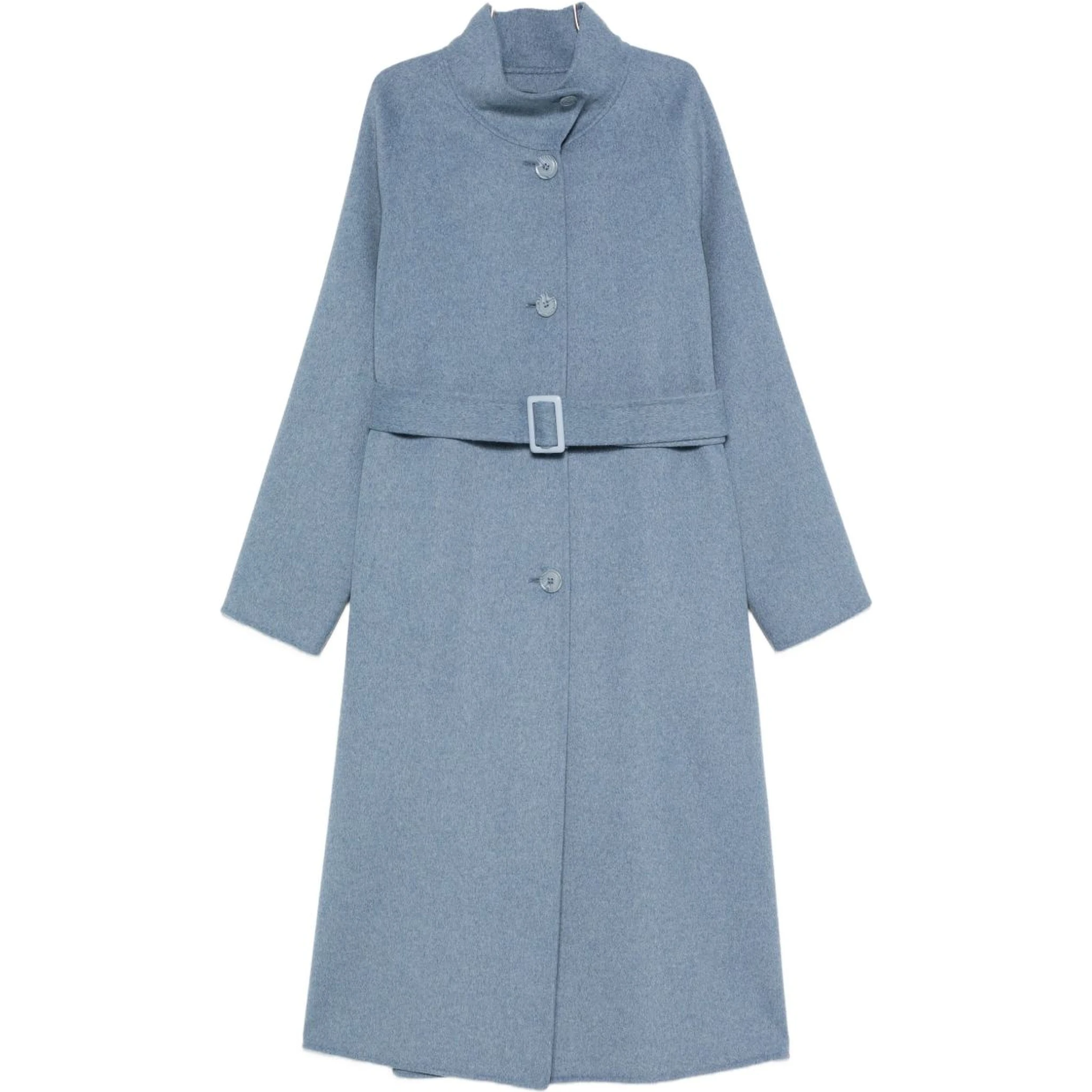 belted stand-collar coat